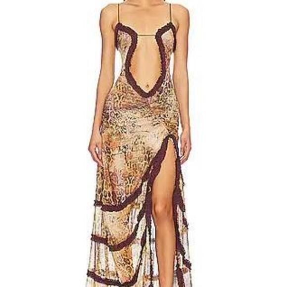 Open Neck Maxi Dress in Leopard - Picture 1 of 4